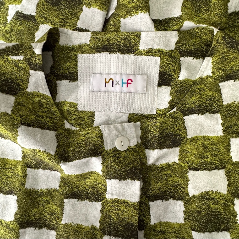 Unknown Brand Green Grass Checkered Print Oversized Kaftan Poncho Dress O/S - Picture 11 of 14